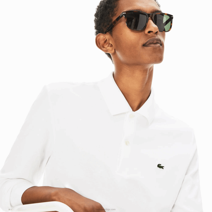 мушкарци памучна поло дугих рукава регуларног кроја 8688859 бела 001 Lacoste