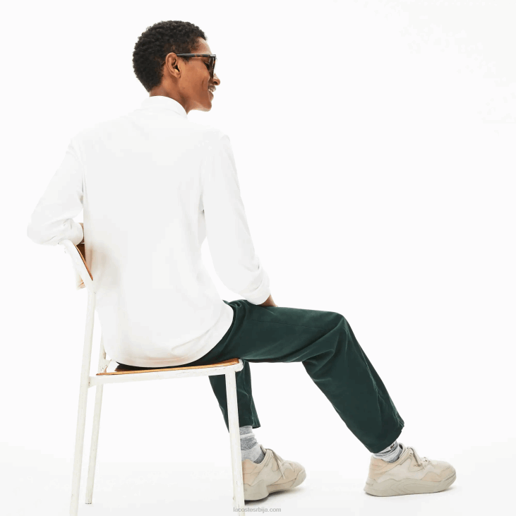 мушкарци памучна поло дугих рукава регуларног кроја 8688859 бела 001 Lacoste