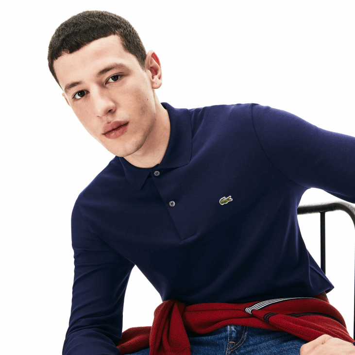 мушкарци памучна поло дугих рукава регуларног кроја 8688860 тамноплава 166 Lacoste