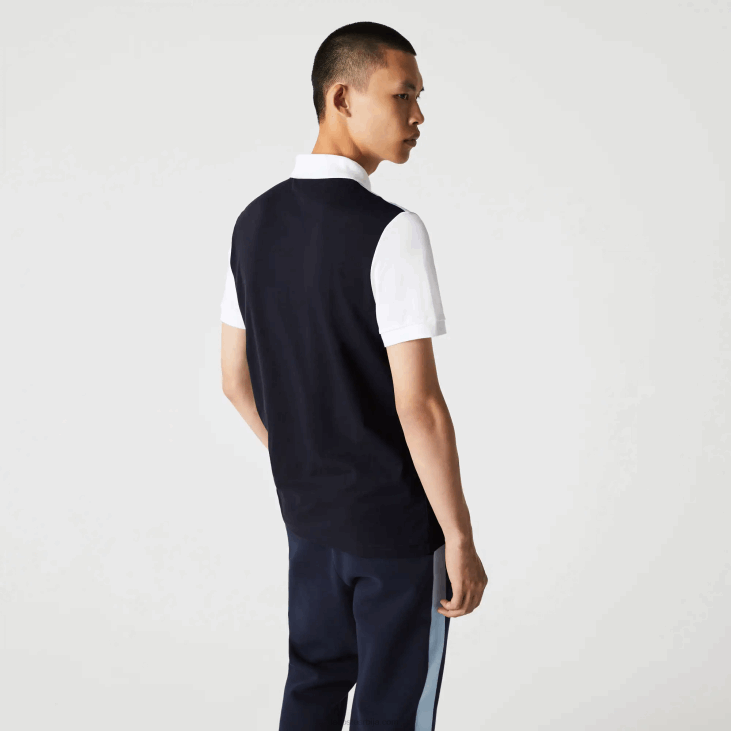 мушкарци регулар фит светло прозрачно колорблок пике поло 8688867 морнарско плава светло плава бела тк4 Lacoste