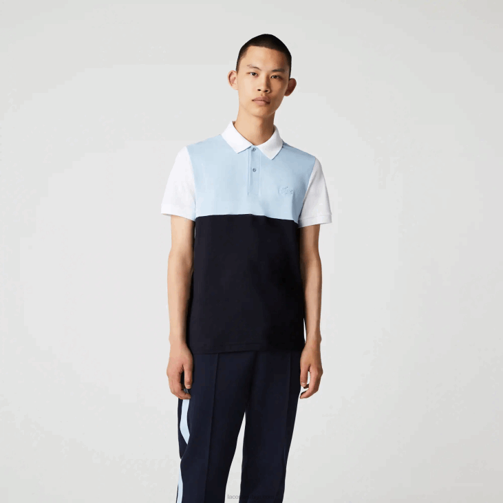 мушкарци регулар фит светло прозрачно колорблок пике поло 8688867 морнарско плава светло плава бела тк4 Lacoste