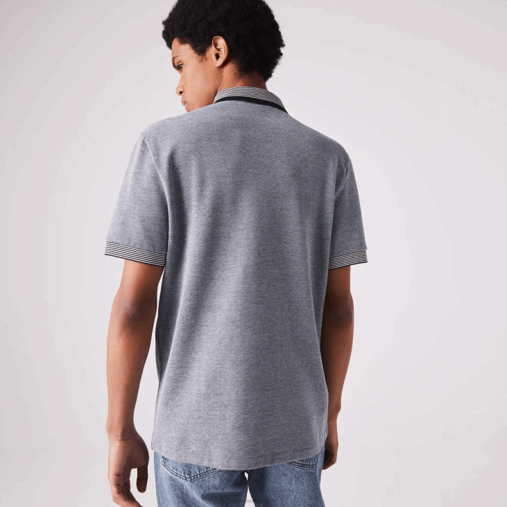 мушкарци памучни поло са обрађеним пругама 8688873 тамноплава бела бдв Lacoste