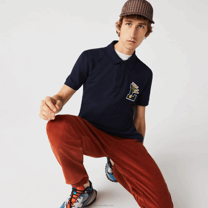 мушкарци памучна пике поло обична памучна значка 8688896 тамноплава 166 Lacoste