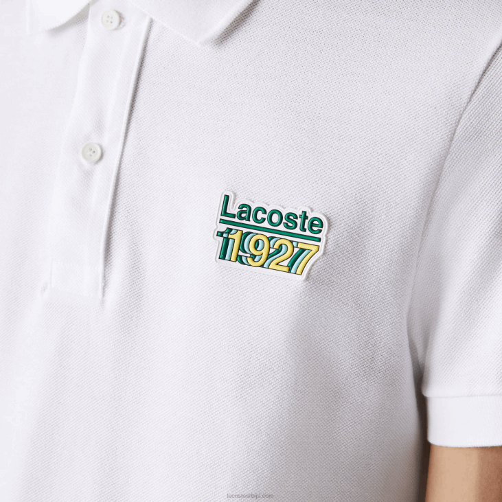 мушкарци беџ памук пикуе регулар фит поло 8688913 бела 001 Lacoste