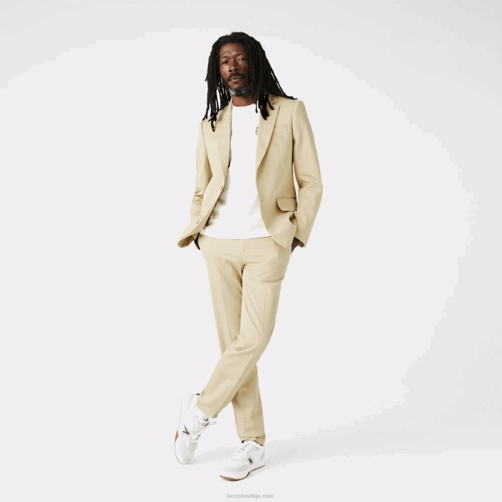 мушкарци плисирани сако од мешавине памука и лана 86881305 беж 68с Lacoste