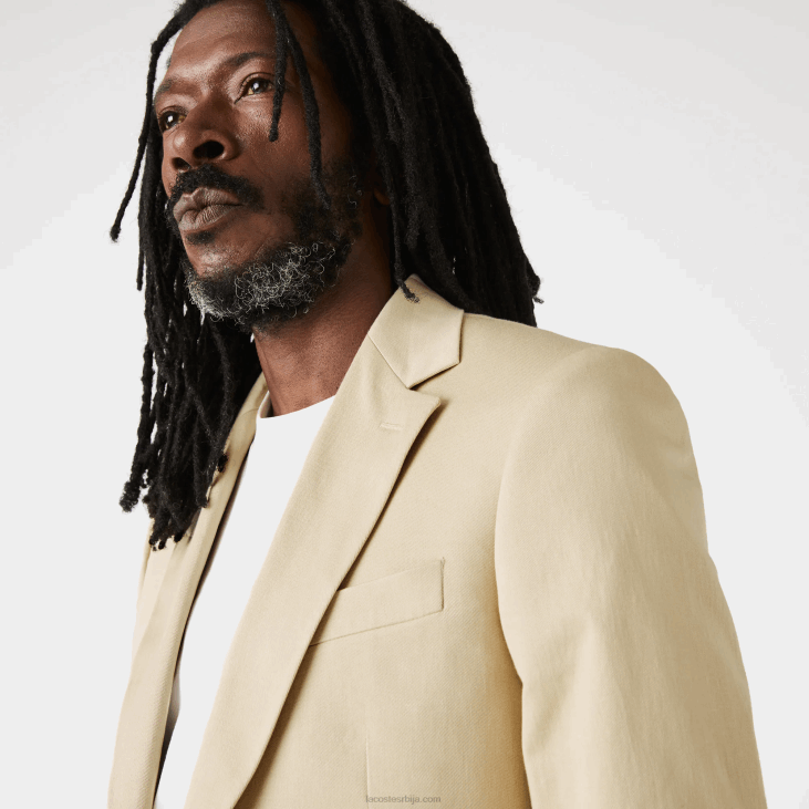 мушкарци плисирани сако од мешавине памука и лана 86881305 беж 68с Lacoste