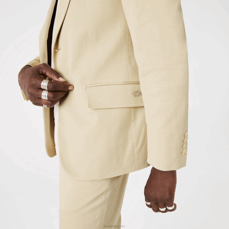 мушкарци плисирани сако од мешавине памука и лана 86881305 беж 68с Lacoste