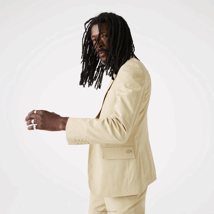 мушкарци плисирани сако од мешавине памука и лана 86881305 беж 68с Lacoste