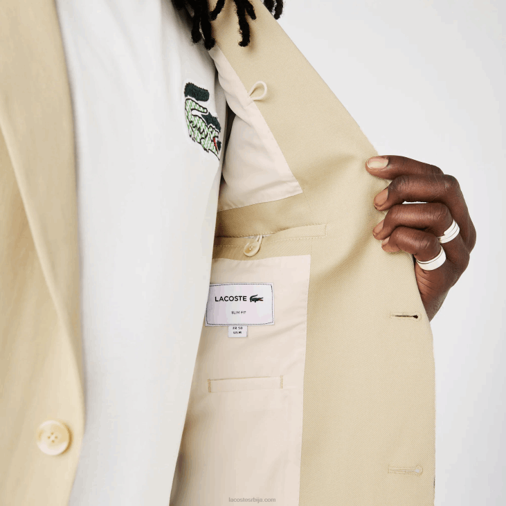 мушкарци плисирани сако од мешавине памука и лана 86881305 беж 68с Lacoste