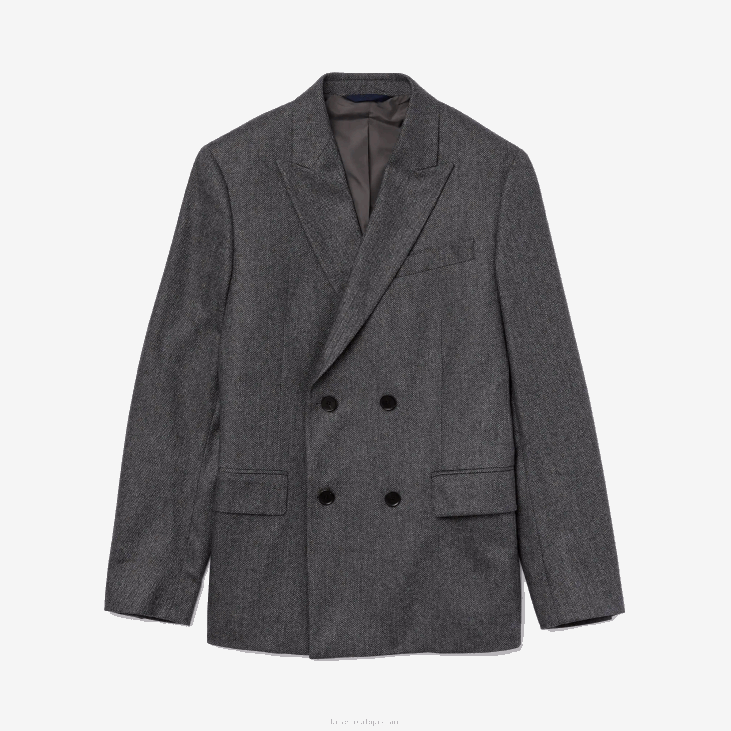 мушкарци блејзер од девичанске вуне и кашмира са двоструким копчањем 86881320 сиви кине фв8 Lacoste