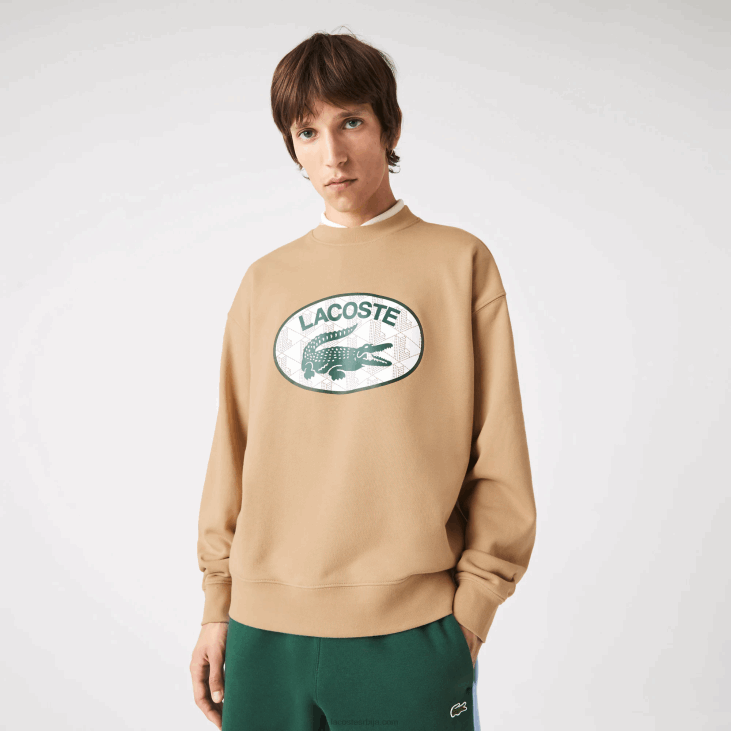 мушкарци дуксерица са монограмским принтом слободног кроја 86881009 беж 02с Lacoste