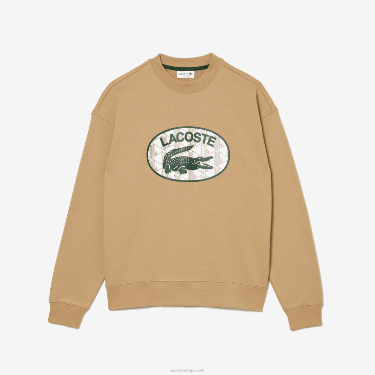 мушкарци дуксерица са монограмским принтом слободног кроја 86881009 беж 02с Lacoste