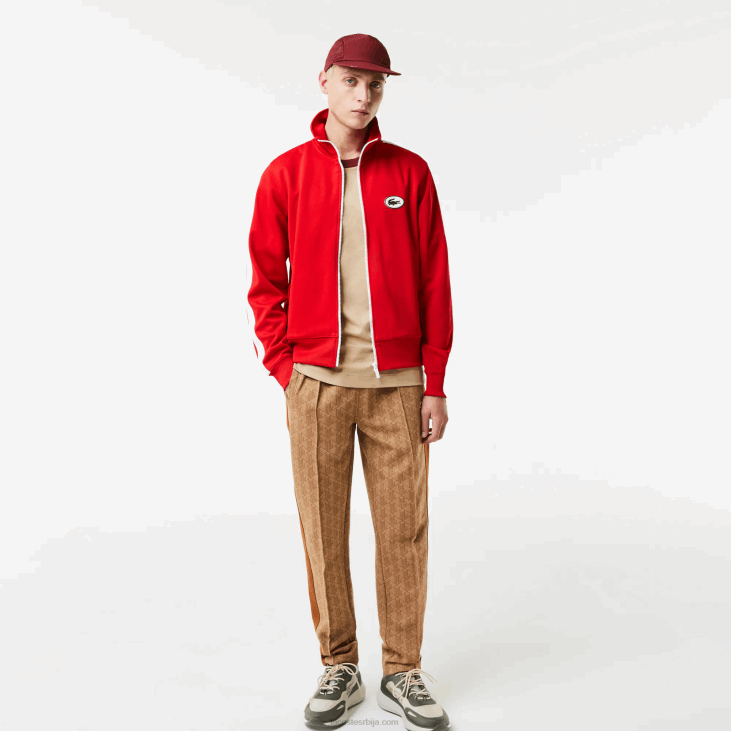 мушкарци дуксерица са рајсфершлусом стандардног кроја са високим изрезом 86881015 црвена 240 Lacoste