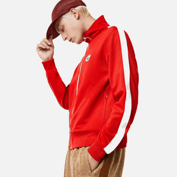 мушкарци дуксерица са рајсфершлусом стандардног кроја са високим изрезом 86881015 црвена 240 Lacoste