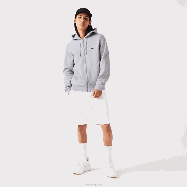 мушкарци дуксерица са рајсфершлусом са џеповима кенгура 86881039 сиви кине цца Lacoste