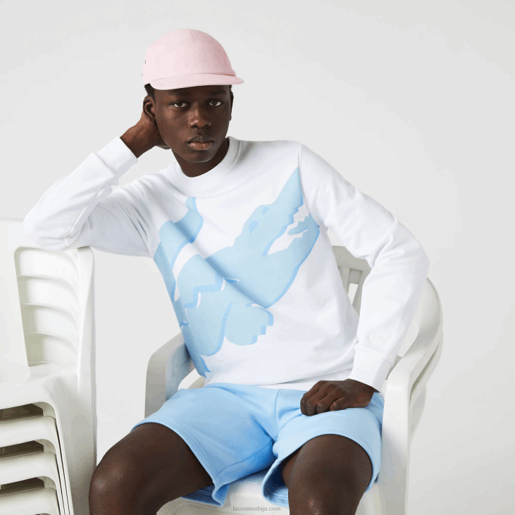 мушкарци Дукс од органског памука од флиса са округлим изрезом 86881075 бела 001 Lacoste