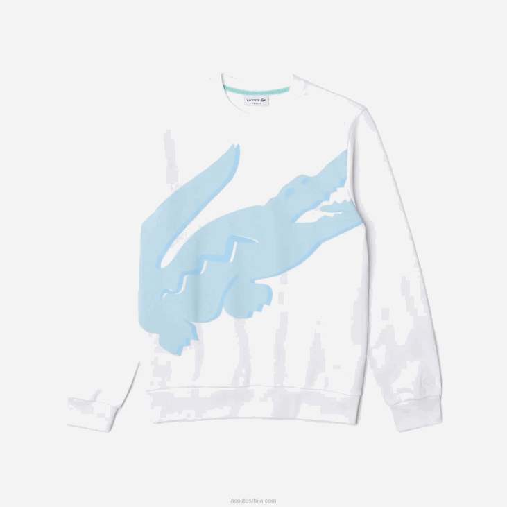 мушкарци Дукс од органског памука од флиса са округлим изрезом 86881075 бела 001 Lacoste