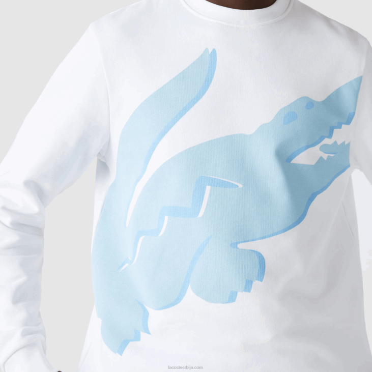 мушкарци Дукс од органског памука од флиса са округлим изрезом 86881075 бела 001 Lacoste