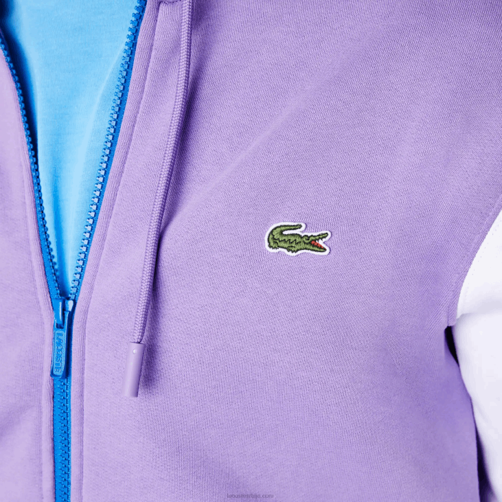 мушкарци Дуксер са рајсфершлусом са капуљачом у боји класичног кроја 86881082 љубичаста црна бела плава 896 Lacoste