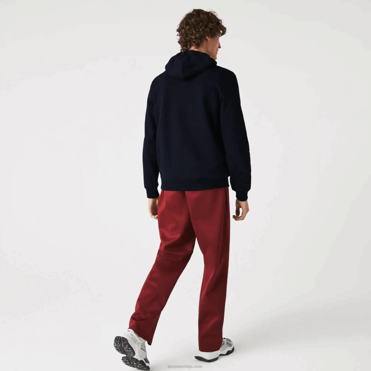 мушкарци дукс од памучног флиса са капуљачом л бадге 86881100 тамноплава 166 Lacoste