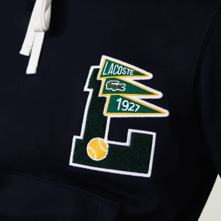 мушкарци дукс од памучног флиса са капуљачом л бадге 86881100 тамноплава 166 Lacoste