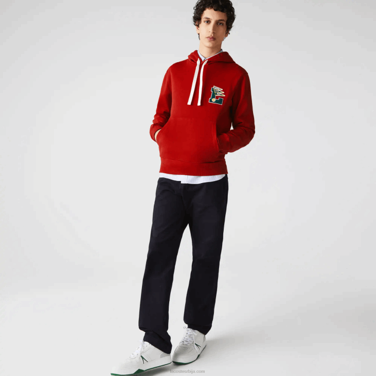 мушкарци дукс од памучног флиса са капуљачом л бадге 86881101 ред 5ск Lacoste