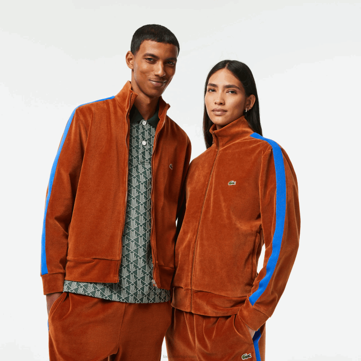 мушкарци дуксерица од сомота са рајсфершлусом нормалног кроја 86881117 браон 3пб Lacoste