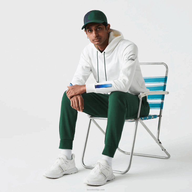 мушкарци Спорт к тхео цурин дуксерица од органског памука 86881124 бела тамноплава зелена ппј Lacoste