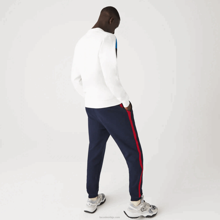 мушкарци Дукс од памучног флиса са округлим изрезом 86881127 бела плава црна вза Lacoste