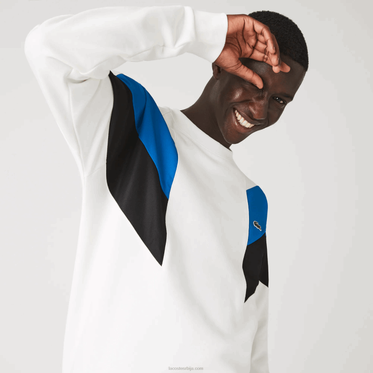 мушкарци Дукс од памучног флиса са округлим изрезом 86881127 бела плава црна вза Lacoste