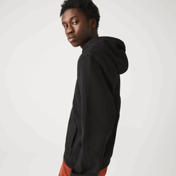 мушкарци дукс од памучног флиса са извезеним словима 86881154 црна 031 Lacoste