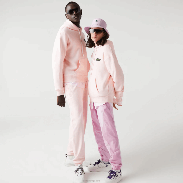 мушкарци дуксерица од органског памука слободног кроја са капуљачом 86881158 светло розе т03 Lacoste