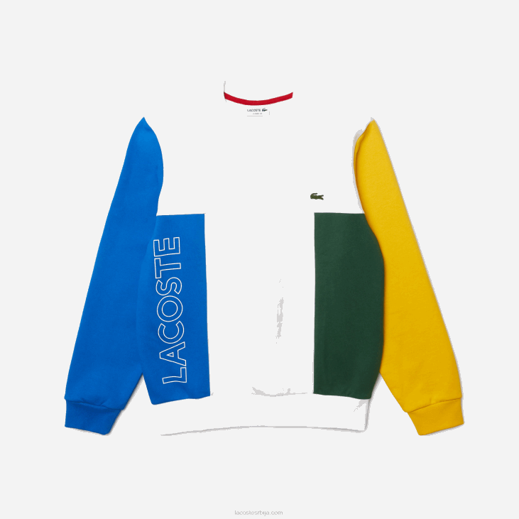 мушкарци Дукс од памучног флиса са округлим изрезом 86881159 бела плава жута зелена 8нр Lacoste