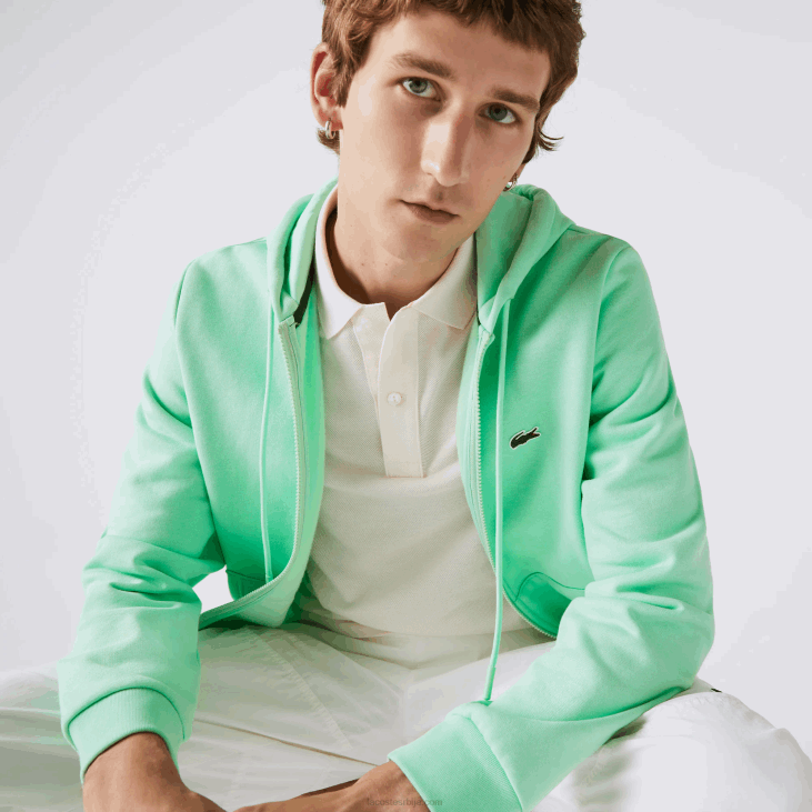 мушкарци дуксерица са рајсфершлусом са џеповима кенгура 86881171 светло зелена 0вз Lacoste