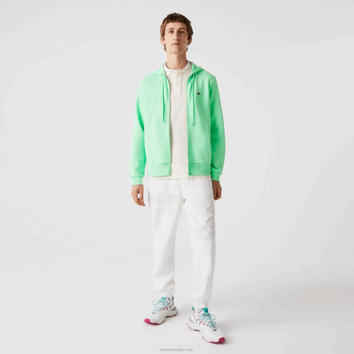 мушкарци дуксерица са рајсфершлусом са џеповима кенгура 86881171 светло зелена 0вз Lacoste