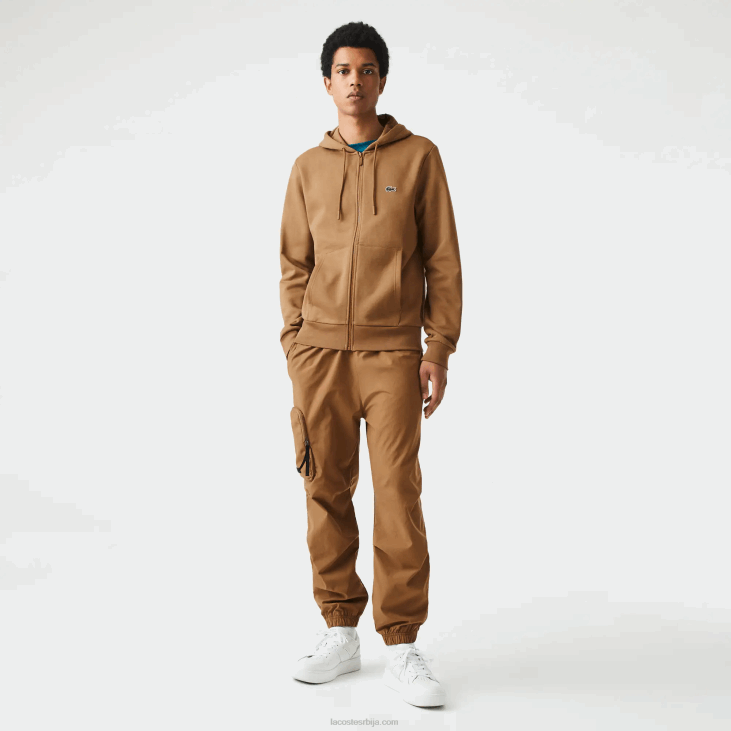 мушкарци дуксерица са рајсфершлусом са џеповима кенгура 86881176 браон з0в Lacoste