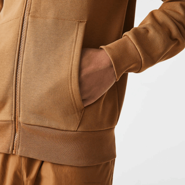 мушкарци дуксерица са рајсфершлусом са џеповима кенгура 86881176 браон з0в Lacoste