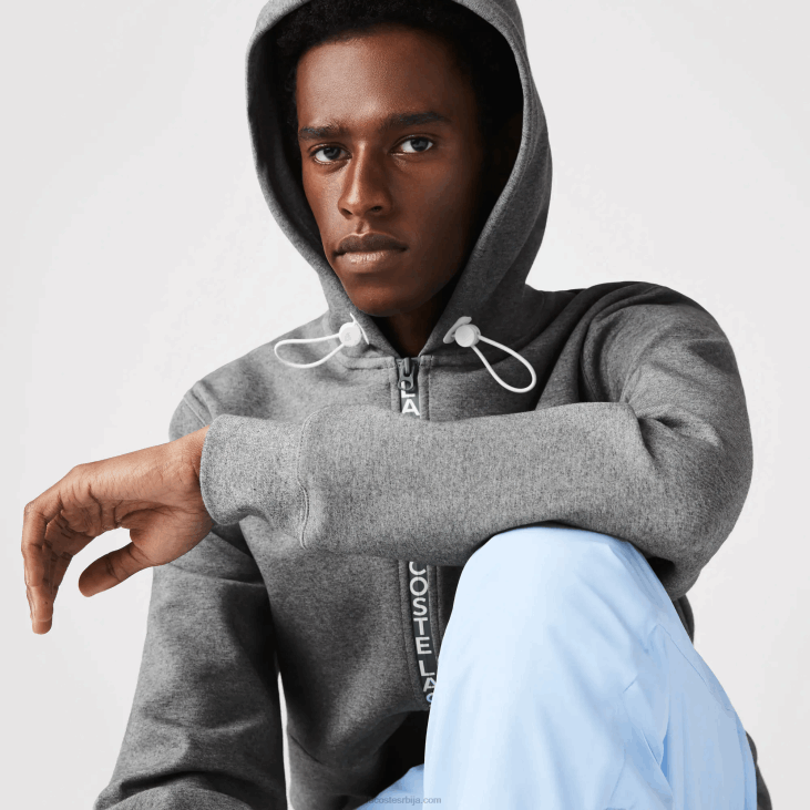 мушкарци Дукс од мешавине памука са капуљачом са патентним затварачем 86881178 сиви кине 1вк Lacoste