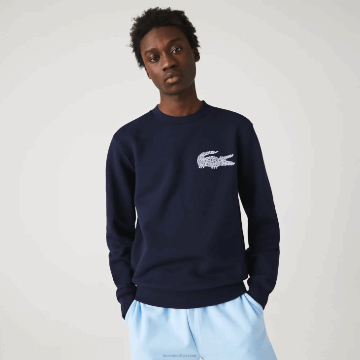 мушкарци дуксерица направљена у Француској од органског памука 86881181 тамноплава 166 Lacoste