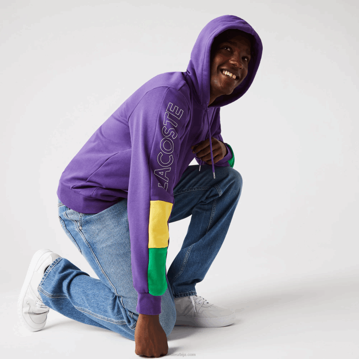 мушкарци дуксерица од флиса са рајсфершлусом са капуљачом 86881198 љубичаста жута зелена 1цв Lacoste