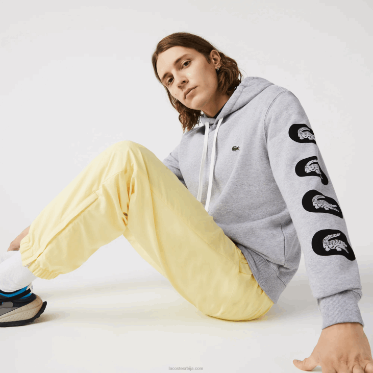 мушкарци дуксерица од флиса са рукавима са капуљачом 86881200 сива цца Lacoste