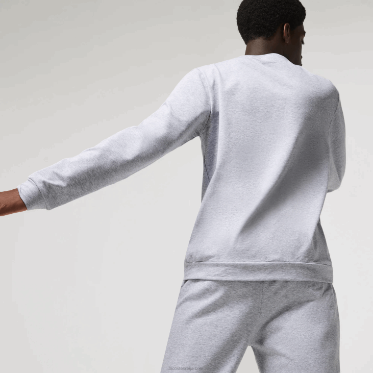 мушкарци затворени дукс од памучног флиса 86881222 сива цхине бела в9д Lacoste