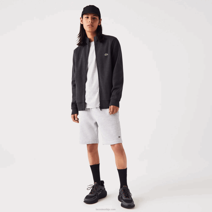 мушкарци дуксерица од брушеног флиса са рајсфершлусом регуларног кроја 86881271 сива ел6 Lacoste