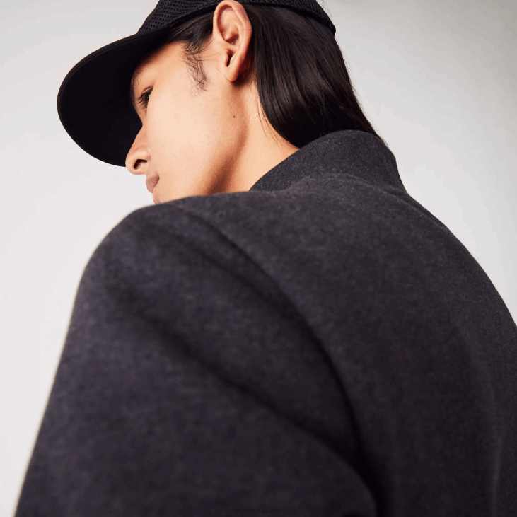 мушкарци дуксерица од брушеног флиса са рајсфершлусом регуларног кроја 86881271 сива ел6 Lacoste