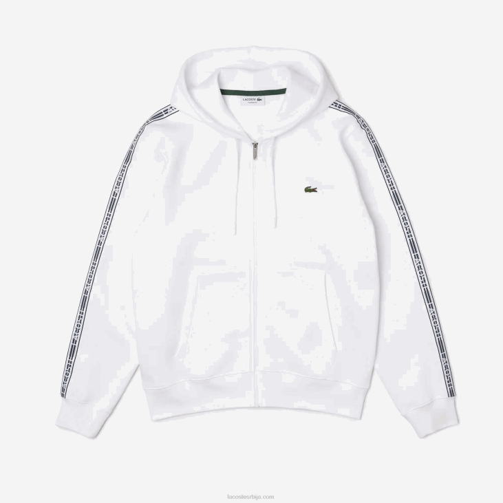 мушкарци Дуксерица са рајсфершлусом класичног кроја са пругама марке 868812 бела 001 Lacoste