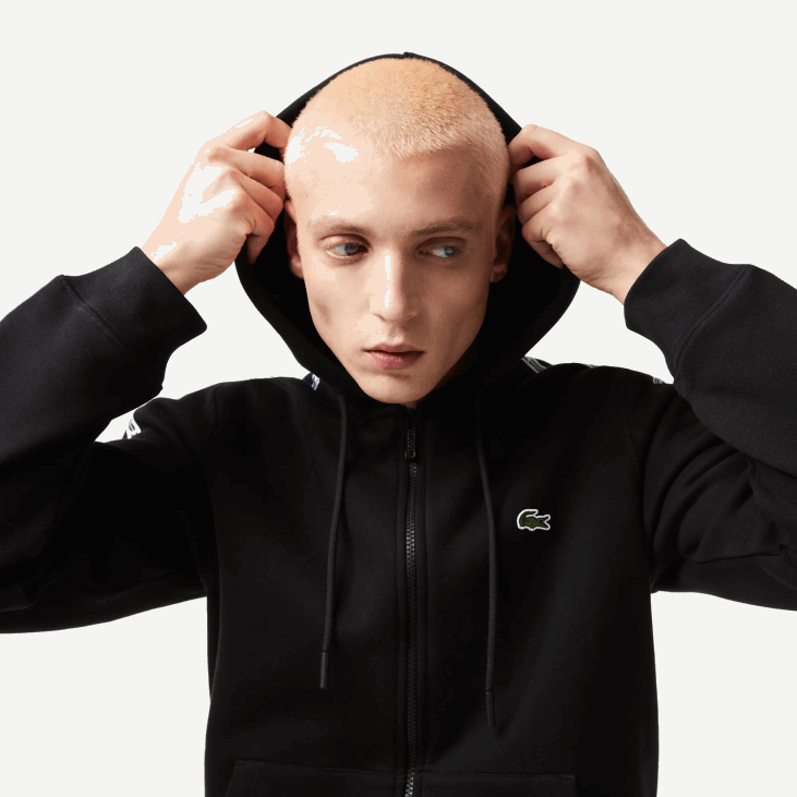 мушкарци Дуксерица са рајсфершлусом класичног кроја са пругама марке 868813 црна 031 Lacoste