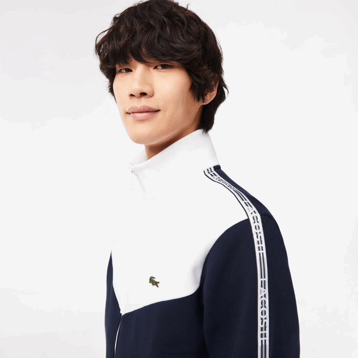 мушкарци Дуксер са рајсфершлусом у боји класичног кроја 868821 тамноплава бела 525 Lacoste