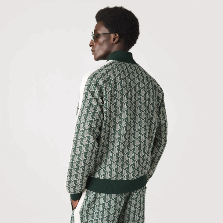 мушкарци дуксерица са рајсфершлусом са монограмом стандардног кроја 8688276 зелена беж 7м4 Lacoste