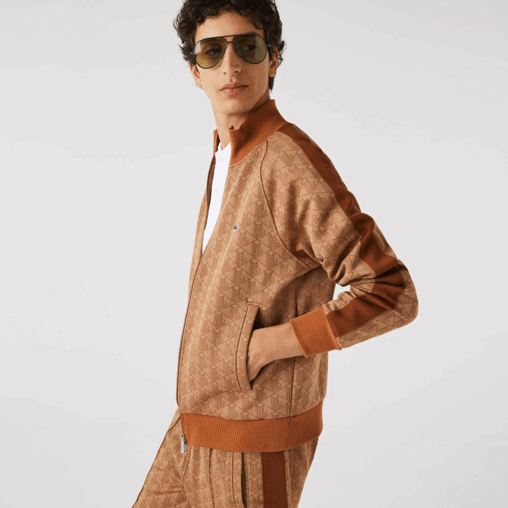 мушкарци дуксерица са рајсфершлусом са монограмом стандардног кроја 8688277 беж браон звм Lacoste