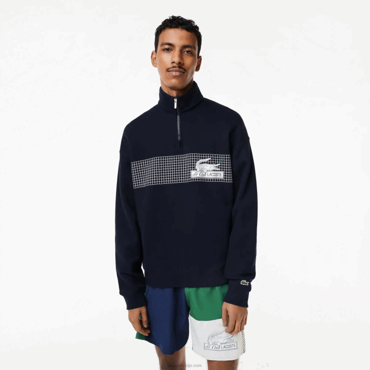 мушкарци дуксерица од органског памука са патентним затварачем 8688283 тамноплава 166 Lacoste